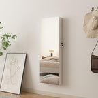 LED Jewelry Cabinet Armoire Organizer,Wall/Door Mount Jewelry Organizer and Storage with Full-Length Mirror Hanging Jewelry Organizer Full Length Mirror with Storage Large Capacity White - Image 6