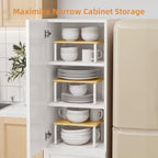 LAMU Cabinet Organizer Shelf, Set of 4 Expandable Kitchen Counter Shelve Plate Organizer for Cabiner, Stackable Spice Rack, CupBoard Organizers and Storage, Wood - Image 7