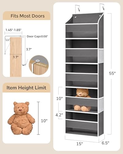 ULG 1 Pack Over Door Organizer Hanging Storage Dark Gray - Image 3