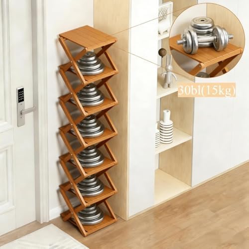 Bamboo Shoe Rack - No Assembly Required, Tall Narrow Foldable Shoe Organizer, Space-Saving Multifunctional Shelf for Entryways, Corners, Bedrooms, Balconies, 6 Layer Brown (Reinforced And Thickened ) - Image 5