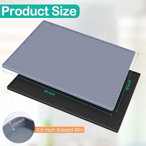 Silicone Under Sink Mat, 34"x19", Waterproof Cabinet Liner, Grey - Image 2
