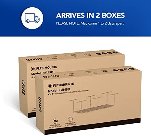 FLEXIMOUNTS 4x8 Overhead Garage Ceiling Storage Rack, 2 Pack, Hammertone - Image 2