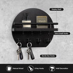 Nekon Key Holder for Wall, 9.8 Inch Round Wall Decor, Black - Image 2