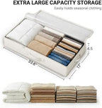 2-Pack Under Bed Storage Containers, 4.5 Inches Tall Clothes Storage, Beige | Low Profile Collapsible Underbed Organizer Bin with Sturdy Sidewalls/Bottom, Cotton-linen, For Seasonal Clothes & Bedding - Image 3