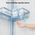 KEGII Shower Caddy Tension Pole, L-Shaped Corner Bathroom Organizer, Blue - Image 5