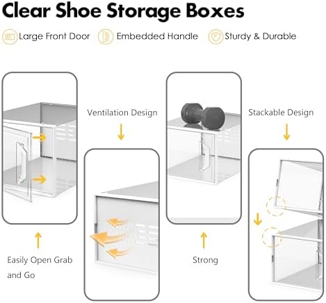 SEE SPRING XX-Large Shoe Storage Box Fit Size 14, Clear Plastic Stackable Shoe Organizer for Closet, Space Saving Sneaker Shoe Rack Containers Bins Holders for Entryway, 12 Pack Clear - Image 3