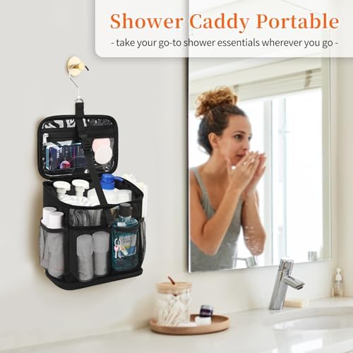 CUBETASTIC Shower Caddy Portable Mesh Shower Tote for Bathroom, Gym, Travel, Camping - Quick Dry Hanging Organizer Toiletry Bag with Handle for College Dorm Room, Men & Women - Image 7