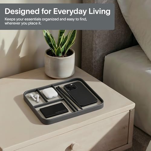 Nordik Leather Valet Tray - Medium EDC Tray - Sahara Gray 9.5 x 7.9 in - Image 6