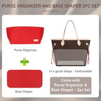 Doxo Purse Organizer Insert for Handbags & Base Shaper 2pc Set, Felt Neverfull GM Organizer Insert, Tote Bag Organizer with Zipper Pocket and Bottle Holder, Fit Neverfull GM and More, Red-XL - Image 3