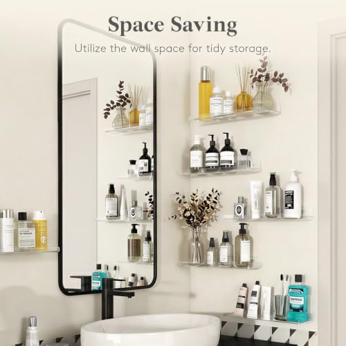 Lifewit Acrylic Floating Shelves for Bathroom 14" Clear, 2 Pack - Image 5