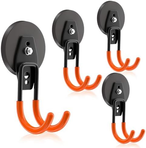 ENUODA Strong Magnetic Hooks Heavy Duty - Magnetic Wreath Hanger, Rare Earth Magnet Hook for Hanging Garden Tools, Drill, Hose, Broom, Cabinet, Tool Chest, Van, Container, Locker, 4 PCS by ENUODA