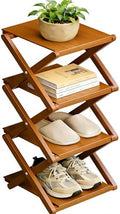 Bamboo Shoe Rack - No Assembly Required, Tall Narrow Foldable Shoe Organizer, Space-Saving Multifunctional Shelf for Entryways, Corners, Bedrooms, Balconies, 4 Layer Brown (Reinforced And Thickened ) by XZXWZX