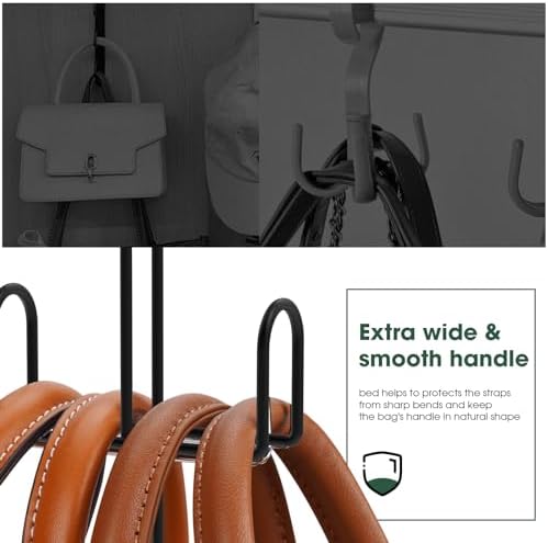 Purse Hanger 2 Pack,Purse Organizer for Closet,Rotatable Metal Bag Organizer,Purse Holder for Handbags,Belts,Scarves,Tote,Baseball Hats,Backpacks(Black) - Image 2