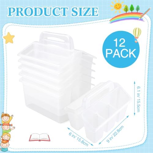 WILLBOND 12 Pcs Classroom Storage Caddies Stackable Utility Caddy, Clear - Image 3