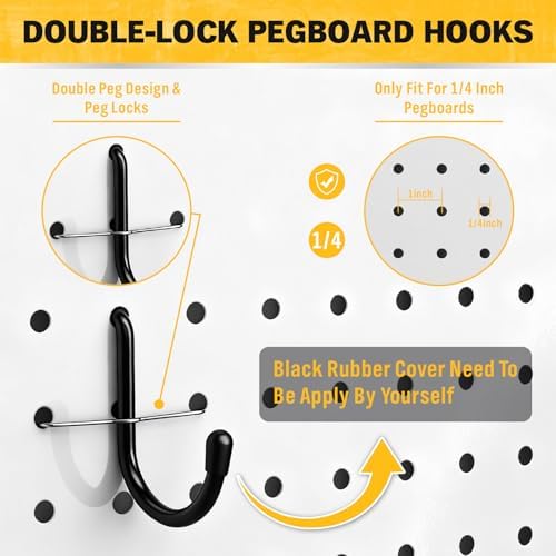 ELEAD 286-Piece Extra Thick Pegboard Hooks Set, 1/4" Heavy Duty Black Peg Board Organizer Accessories with Bins, Metal Pegboard Accessories with Pegs Lock, Peg Board Hooks for Hanging - Image 6