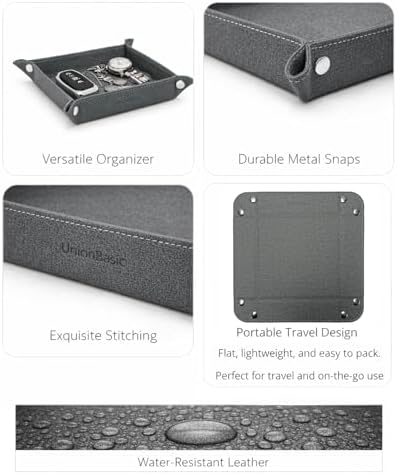 UnionBasic Small Valet Tray, Jewelry Tray for Rings Watches Earrings, Entryway Catchall Caddy for Coins Keys Change, Nightstand Bedside Valet Holder, Trays for Electronic Gadgets, Barry Grey - Image 2
