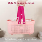 Portable Shower Caddy Basket with Handles Plastic Storage Basket Light Pink - Image 6