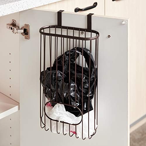 Spectrum Ashley Over Cabinet Door Grocery Holder Hanging Bag Dispenser for Kitchen, Bathroom Under Sink Home Organization, Heavy Duty Plastic Bag Cabinet Door Storage, Bronze (Pack of 6) - Image 6