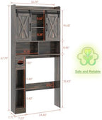 Vabches Over The Toilet Storage Cabinet with Sliding Doors, Dark Grey - Image 2