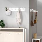 SKOLOO Coat Rack Wall Mount 17 inch, 5 Hooks, Bamboo, Shaker Style, White - Image 3