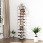 LANTEFUL Tall Shoe Rack 10-Tier Narrow Shoe Shelf Storage for 10-15 Pairs Shoe and Boot, Sturdy Shoe Storage Space Saving Corner Shoe Rack Organizer for Closet, Entryway, Living Room, Brown - Image 7