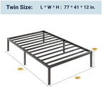 Allewie Twin Bed Frame, 12 Inch Metal Beds with Storage Space, Black - Image 2