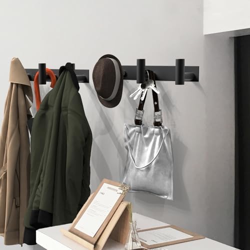 VAEHOLD Black Hat and Coat Wall Mount Rack - 3 Hooks for Robes, Bags, Keys, and Towels - Bathroom Towel Hanger Organizer (2 Pack) - Image 6