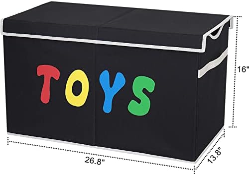 YOLOXO Toy Box Chest, Collapsible Sturdy Storage Bins with Lids, Extra Large Kids Toy Storage Organizer Boxes Bins Baskets for Kids, Boys, Girls, Nursery Room, Playroom, Closet (BLACK) - Image 4