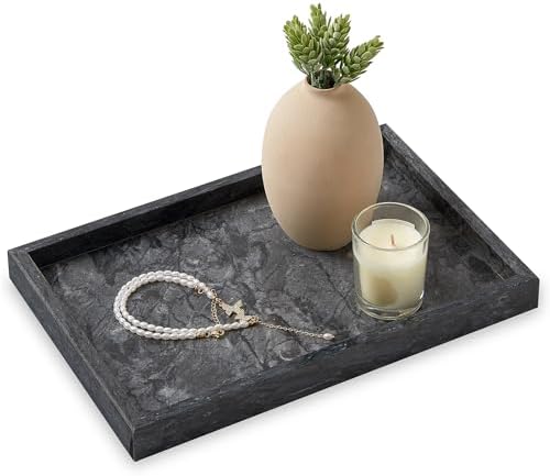 Natural Large Marble Vanity Tray, Stone Organizer for Bathroom & Kitchen by SumlusMarbleTheory