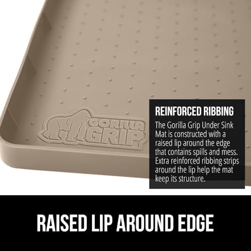 GORILLA GRIP Waterproof Silicone Under Sink Mat, Stay in Place, 28x22 Beige - Image 5