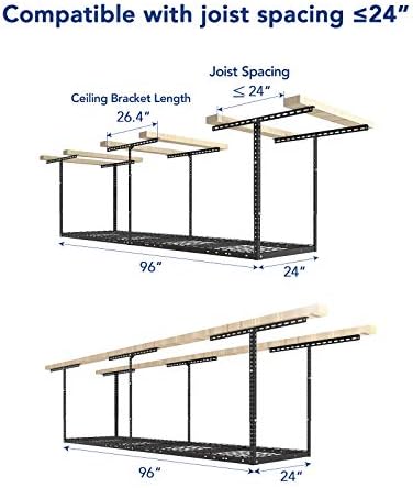 FLEXIMOUNTS 2x8 Overhead Garage Ceiling Storage Rack Organization, Black - Image 2