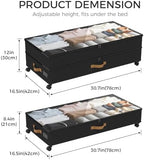 75L 2 Pack Adjustable Under Bed Storage with Wheels - Image 2