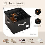 Criusia Shoe Organizer for Closet, Foldable Shoe Storage Organizer with Clear Cover and Sturdy Handles, Fit 12-16 Pairs, Closet Organizer for Shoes Sneakers Sandals Heels, 2 Pack, Black - Image 3