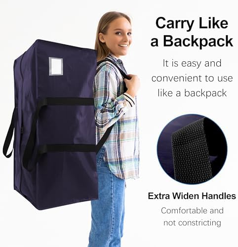 VELVETSURE 12 Pack Heavy Duty Extra Large Moving Bags W/Backpack Straps - Strong Handles & Zippers, Storage Totes For Space Saving, Fold Flat, Alternative to Moving Box and Storage Bin, Blue - Image 4
