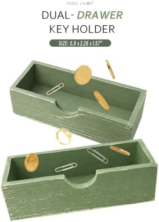 Rebee Vision Key Holder Wall Mount with 2 Drawers for Home Decor, Green - Image 5