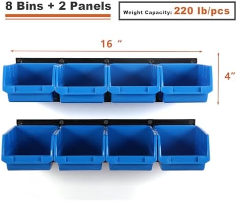 Wallmaster 8-Bin Wall Mounted Plastic Storage Bins Hanging Organizer Bins - Image 3