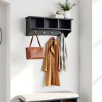 Shaker Cottage Wall-Mounted Coat Rack with 3 Storage Cubbies and 4 Coat Hooks – 36" W x 9" D x 14" H Space-Saving Entryway Organizer or Mudroom Wall Shelf by Alaterre Furniture (Charcoal Gray) - Image 6