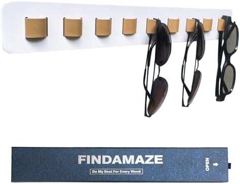 Sunglasses Organizer Wall Mounted Wood Sunglass Holder for Home Glasses Holder/Sunglasses Rack,Home Decor (White-1pcs-long) by FINDAMAZE