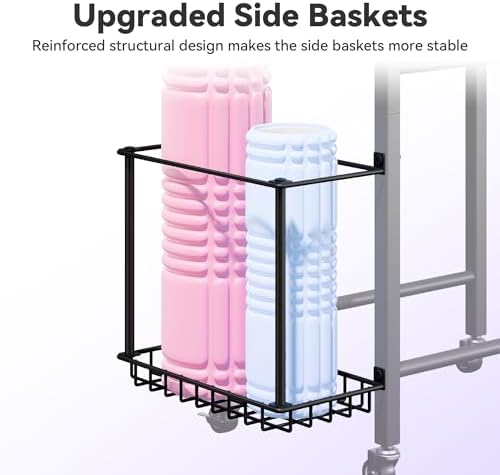 Heavy-Duty Home Gym Storage Rack with Hooks, Wheels, Workout Gear, 3-Tier - Image 6
