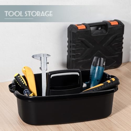 Large Cleaning Supplies Caddy Portable Shower Caddy Basket Black - Image 4