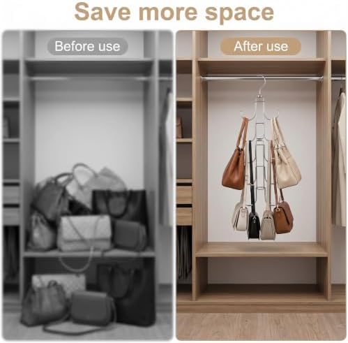 2pcs Purse Hangers for Closet with 20 Hooks Display Rack, Purse Organizer - Image 5