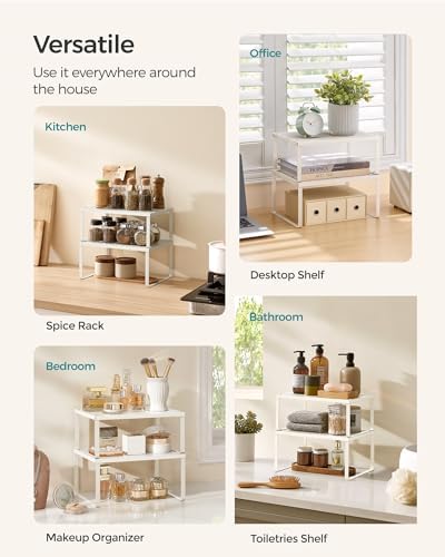 SONGMICS Set of 2 Metal Spice Racks, Stackable Expandable Shelf Risers - Image 5