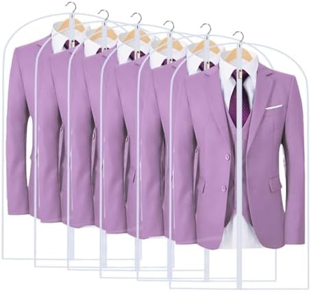 All Clear Garment Bags for Hanging Clothes, 40" (Set of 6) Suit Bags for Closet Storage, Plastic Dustproof Suit Cover Bags, Clothes Protectors Bag with zipper for Coats, Jackets, Shirts by UOUEHRA