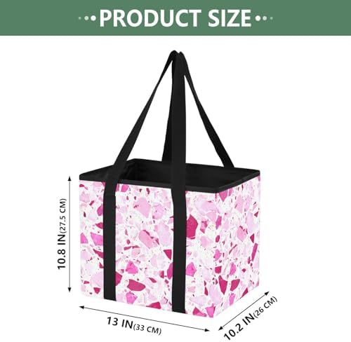 Trunk Organizer Collapsible Car Organizer with Handle Car Storage Box Bin for Groceries SUV Utility Tote Bag Portable Vehicle Container Pink Terrazzo - Image 2