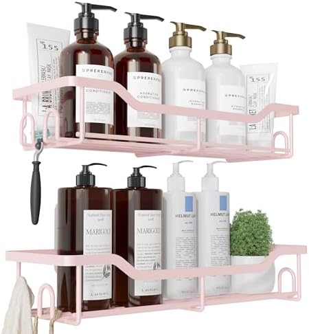 Kitsure Shower Caddy, Adhesive Shower Organizer, Large, Pink - Image 3