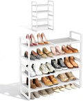 SAYZH Expandable Shoe Rack for Closet, Adjustable Metal Shoe Organizer with Sturdy Mesh Shelves for Boots & Heels, Stackable Shoe Storage for Entryway, Garage, Small Spaces (White, 4-Tier) by SAYZH