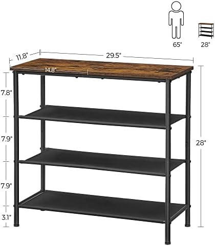 VASAGLE 4-Tier Shoe Rack, 9-12 Pairs, Steel Frame - Image 3