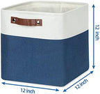 Temary Fabric Storage Cubes 4Pack Blue Fabric Storage Baskets 12 Inch Cube Storage Bins with Handles for Organizing Closet (White&Blue) - Image 2