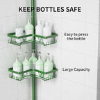 KEGII Shower Caddy Tension Pole, Bathroom Storage Shelf, Emerald Green - Image 4