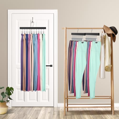 Legging Organizer for Closet, Pants Hangers with Clips | Holds 20 Leggings, Jeans, Hats, Shorts, Socks, 360° Rotating Space Saving Hanging Clothes Organize and Storage 4Pcs - Image 2